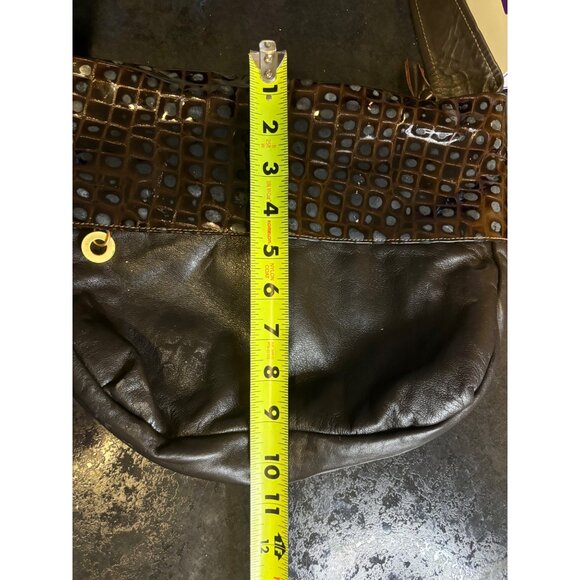 Paul Joseph Genuine Leather Handbag Crossbody Crocodile Embossed Texture Brown - Picture 10 of 10